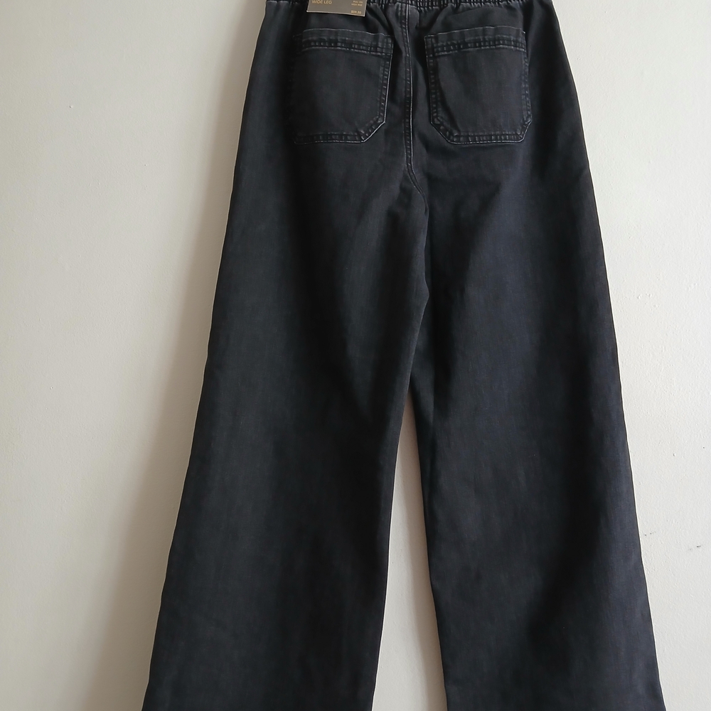 Style & Co Black Rinse Wide-Leg Pants Pull On Size PM New $18 - Picture 2 of 10